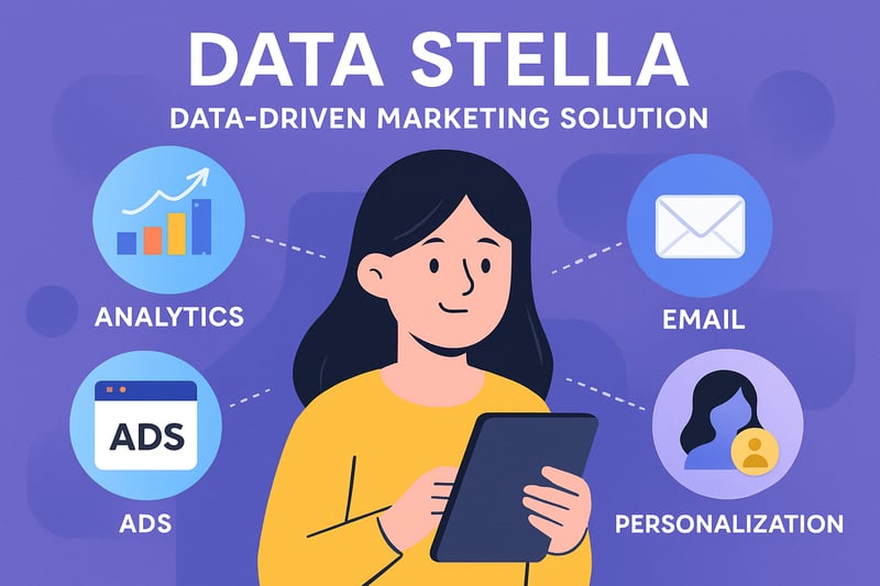 Data Stella의 데이터 기반 마케팅 솔루션을 시각화한 이미지